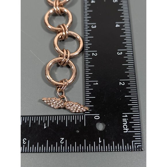 Victorias Secret Angel Wing Rose Gold Tone Round Chain Toggle Bracelet 8 in - Picture 9 of 9